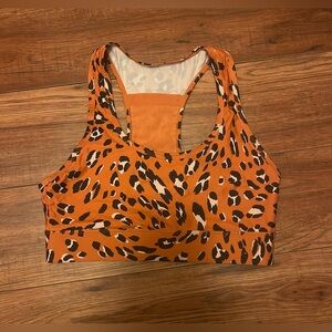 Fabletics Leopard Print Sports Bra - Orange and Black